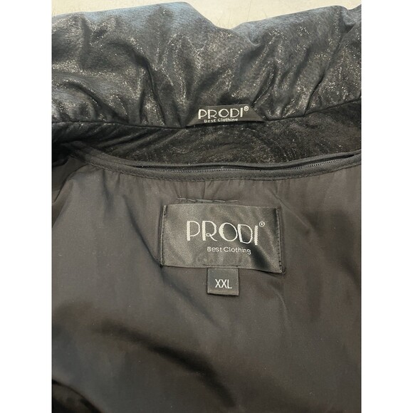 Prodi Women’s Winter Genuine Embossed Black Leather Coat Fox Fur Trim XXL - Picture 9 of 16